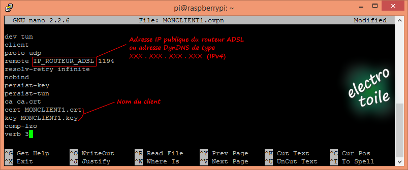 parametres client openVPN