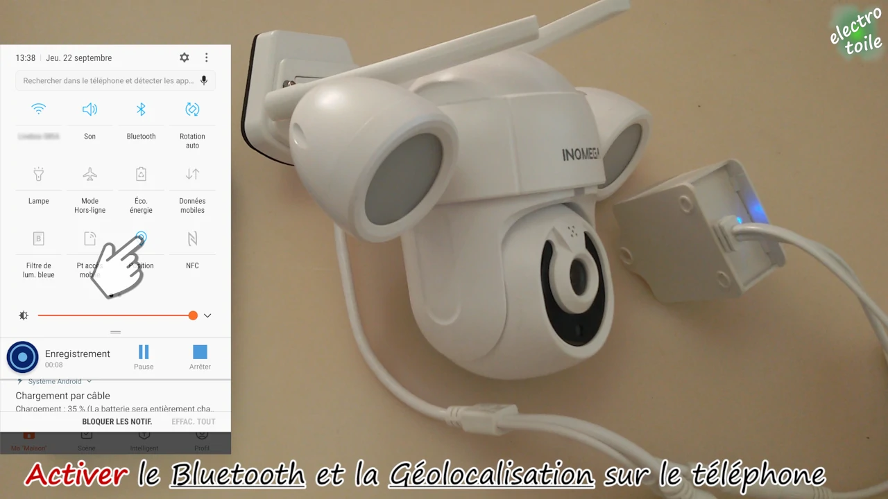 activer la connexion bluetooth et la géolocalisation sur le téléphone pour appairer la caméra Wifi