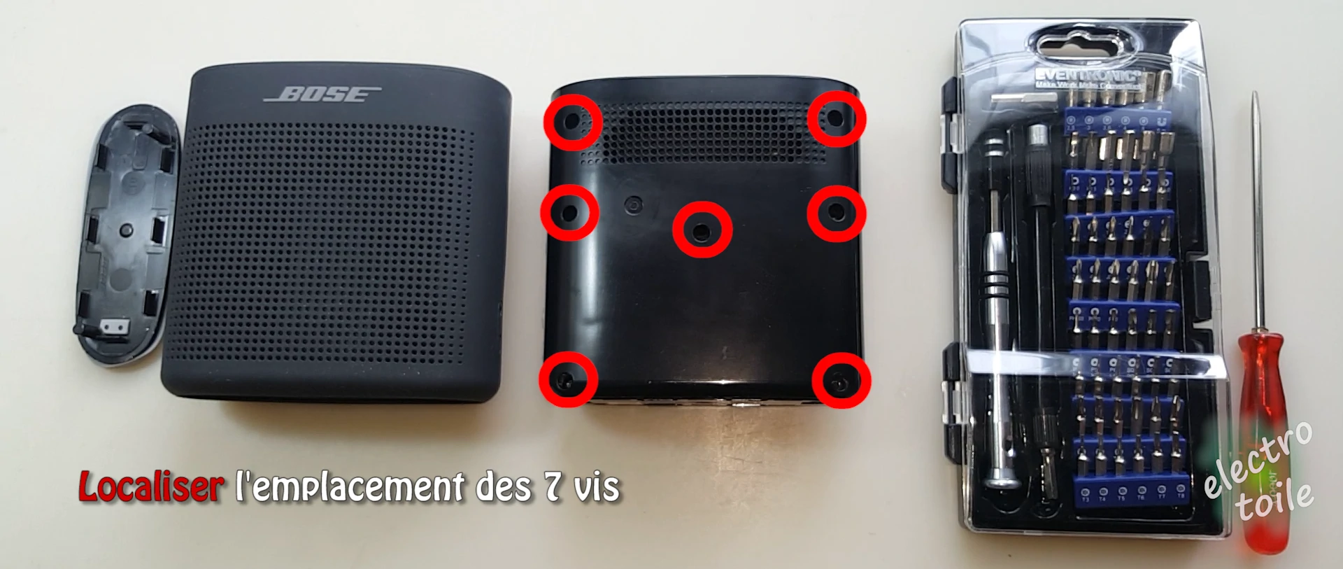 retirer entièrement le silicone qui habille l'enceinte en enroulant le silicone
