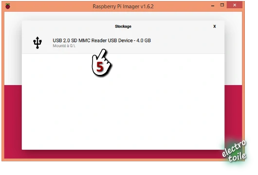 choisir l'image de Jeedom Debian à graver sur la micro SD