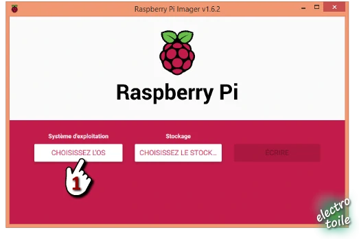 sélectionner l'OS à installer sur la raspberry pi
