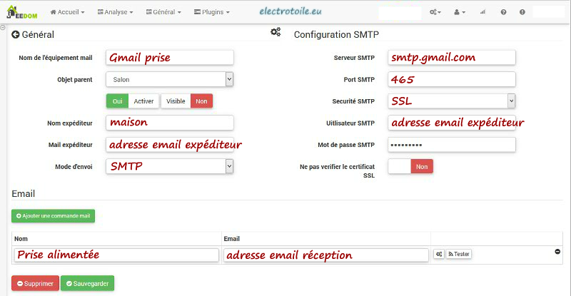 configuration email jeedom configuration email jeedom