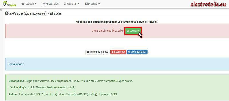 écran installation zwave
