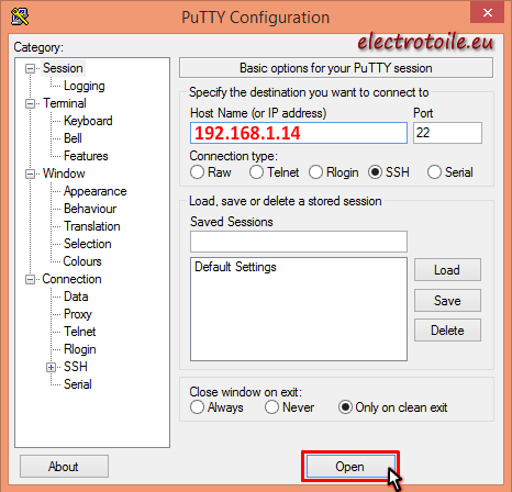 réglage de puTTY