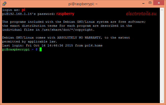 login mot de passe rasbpian