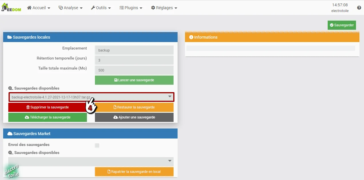 sélectionner la version de Jeedom à installer