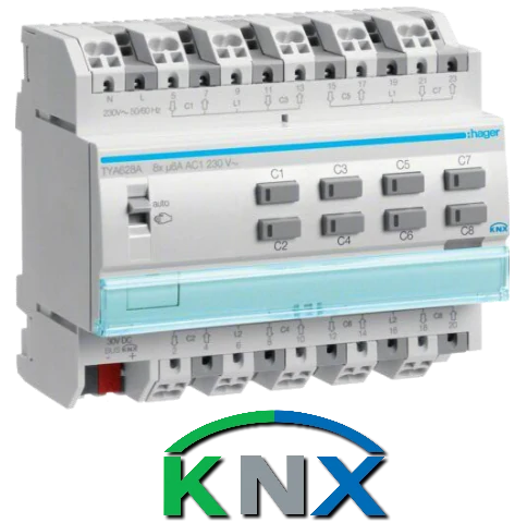 module pour 8 sorties volet roulant protocole KNX de marque Hager
