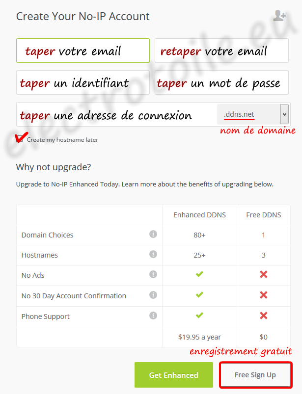 enregistrement No-IP