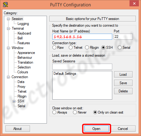 réglage de puTTY