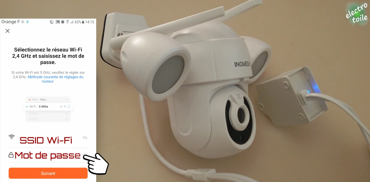 réglage des paramètres wi-fi SSID et mot de passe pour la connexion de la caméra inocam dome v2