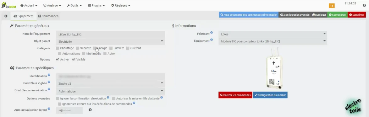 paramétrage du Zlinky_TIC sous Jeedom