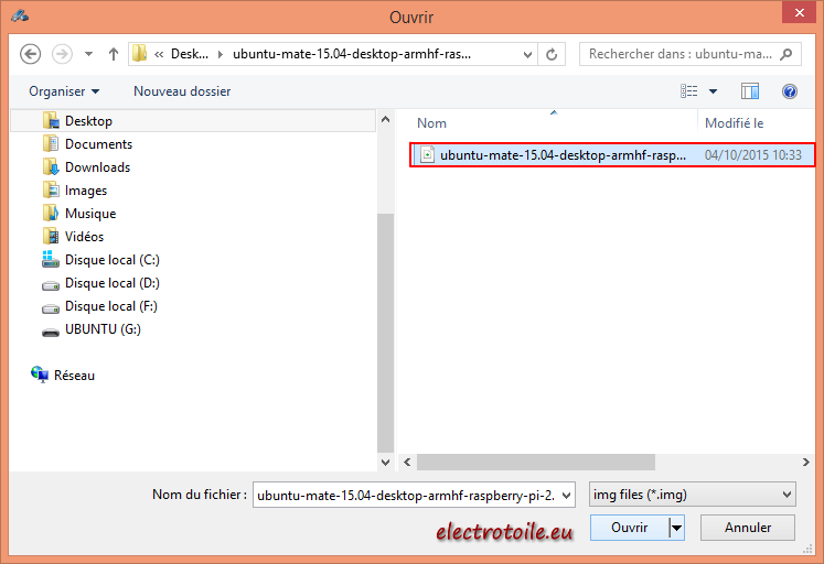 copie UBUNTU sur micro SD UBUNTU sur microSD