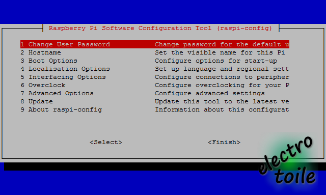 activation du serveur SSH sous raspbian