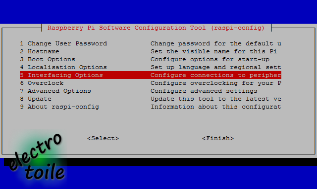 activation du serveur SSH sous raspbian