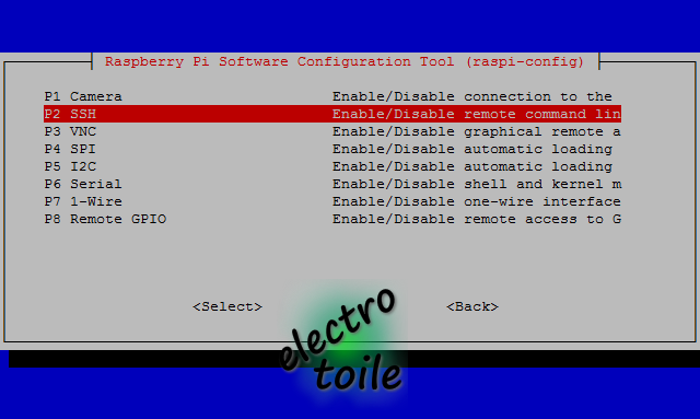activation du serveur SSH sous raspbian
