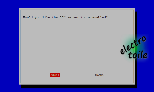 activation du serveur SSH sous raspbian