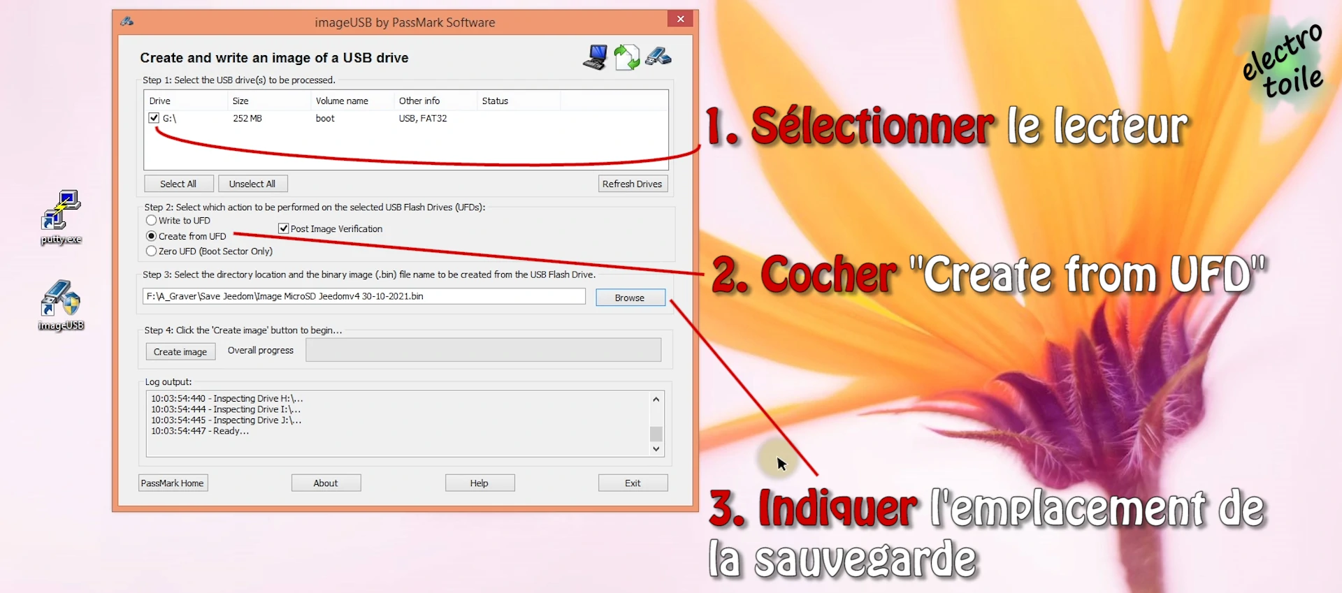 créer une image avec image USB de la micro SD de la Raspberry PI