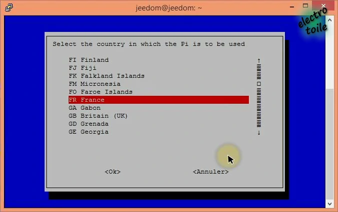 choix du pays WLAN Country raspberry pi