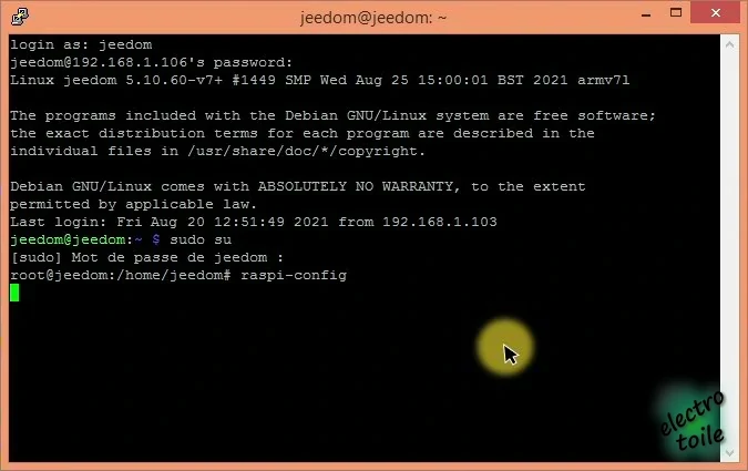 raspi-config Putty en ligne de commande