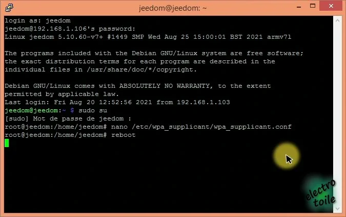 Redémarrer proprement la raspberry Pi reboot