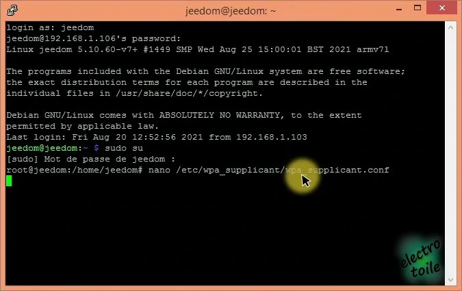 wpa_supplicant.conf sur raspberry pi