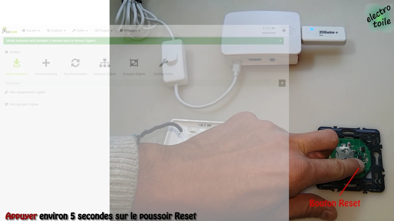 faire l'inclusion de la commande sans fil netatmo Zigbee sous jeedom