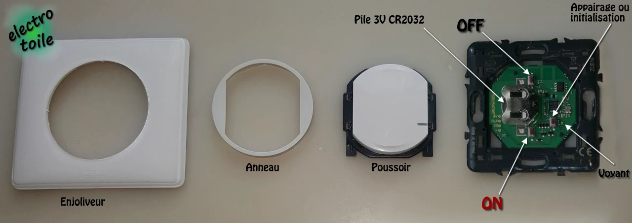 démonter la commande sans fil netatmo permet l'apparairage ou l'initialisation en mode usine