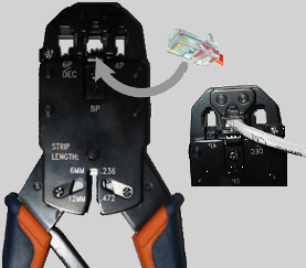 Pince pour sertir les câbles multipaires (4 paires) et réaliser un cordon de descente ou de brassage (RJ45) prince à sertir pour réaliser un cordon réseau (RJ45 RJ11 RJ12)