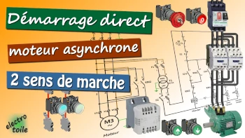 animation interactive d'un démarrage direct double sens de marche d'un moteur asynchrone triphasé