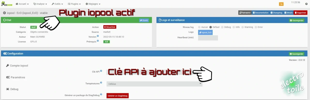 configuration du plugin iopool sous jeedom