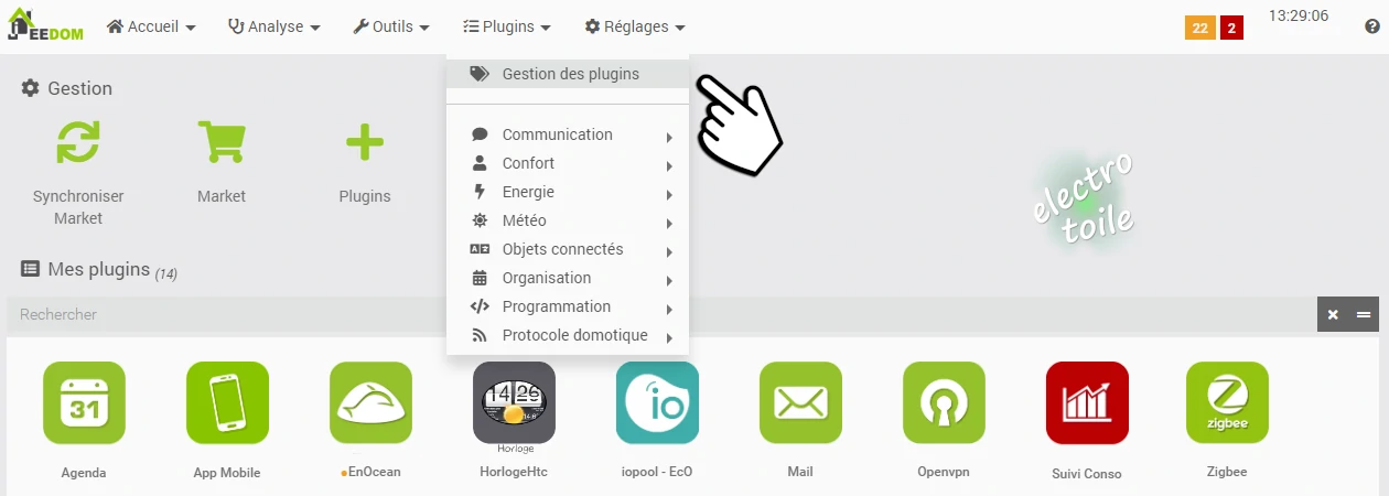 installation du plugin iopool sous jeedom