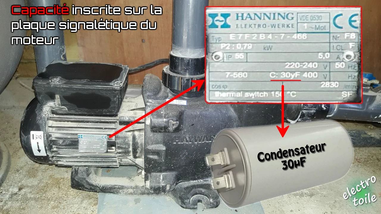identifier la capacite du condensateur en utilisant la plaque signalétique du moteur