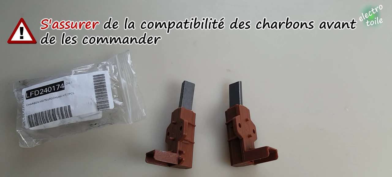 vérifier la compatibilités des balais de charbon avec le moteur du lave-linge