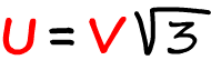 Formule interactive U = V racine 3 Formule interactive tensions composées et tension simple