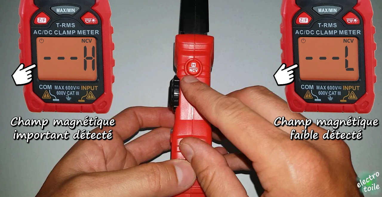 calibre de la pince ampèremétrique pour détecter la tension sans contact NCV
