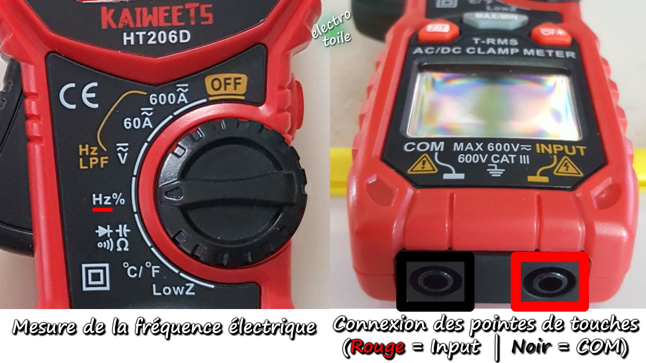 calibre de la pince ampèremétrique pour mesurer la fréquence