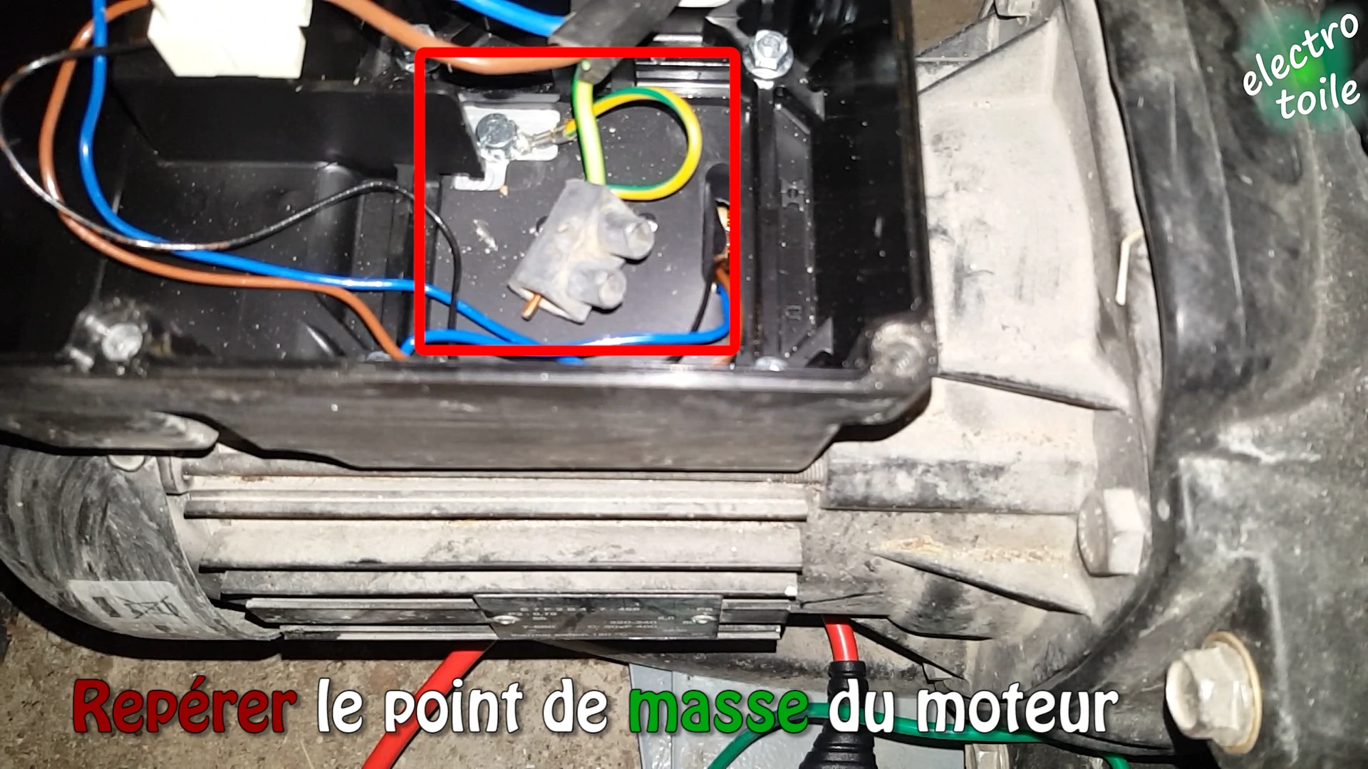 Localiser la mise à la terre de la caracasse métallique du moteur