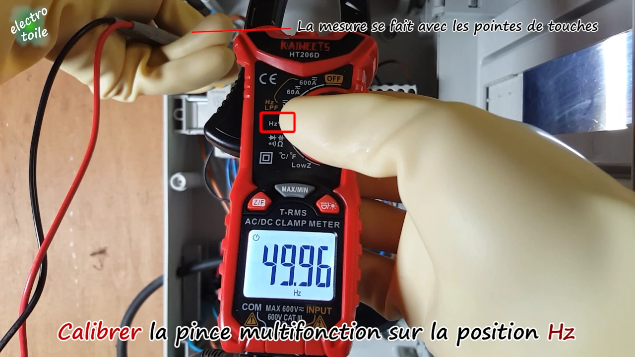 affichage de la fréquence du signal électrique en Hz