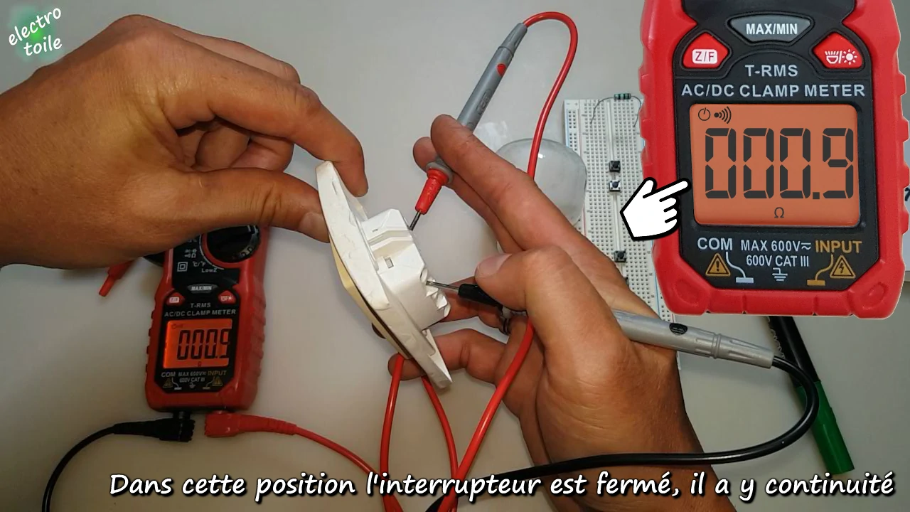 vérifier la continuité sur un interrupteur avec pince multifonction