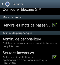 applications de sources inconnues