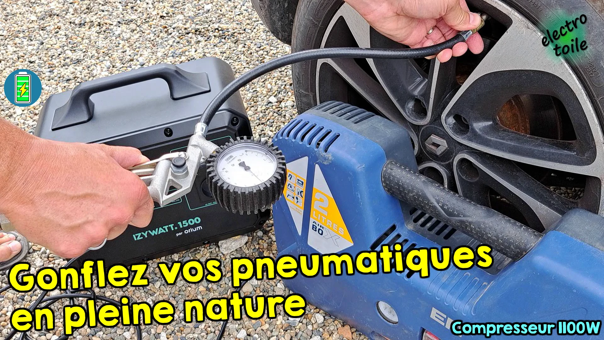 gonflez les pneumatiques avec la station d'énergie Izywatt 1500
