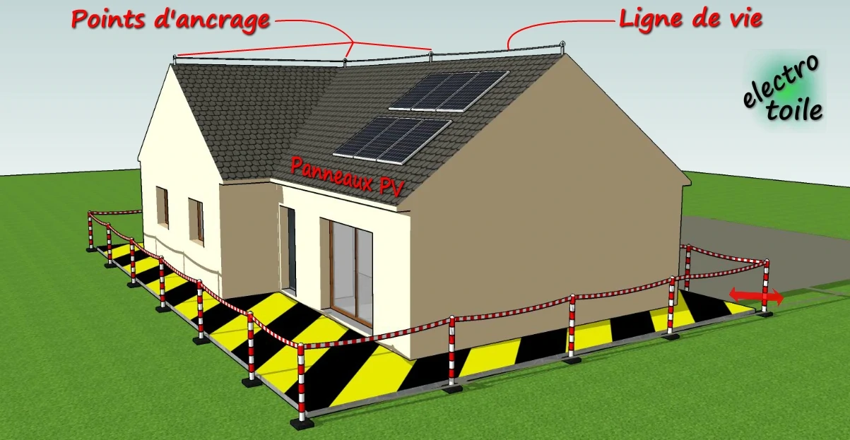 Installation d'une ligne de vie sur une toiture pour sécuriser le chantier