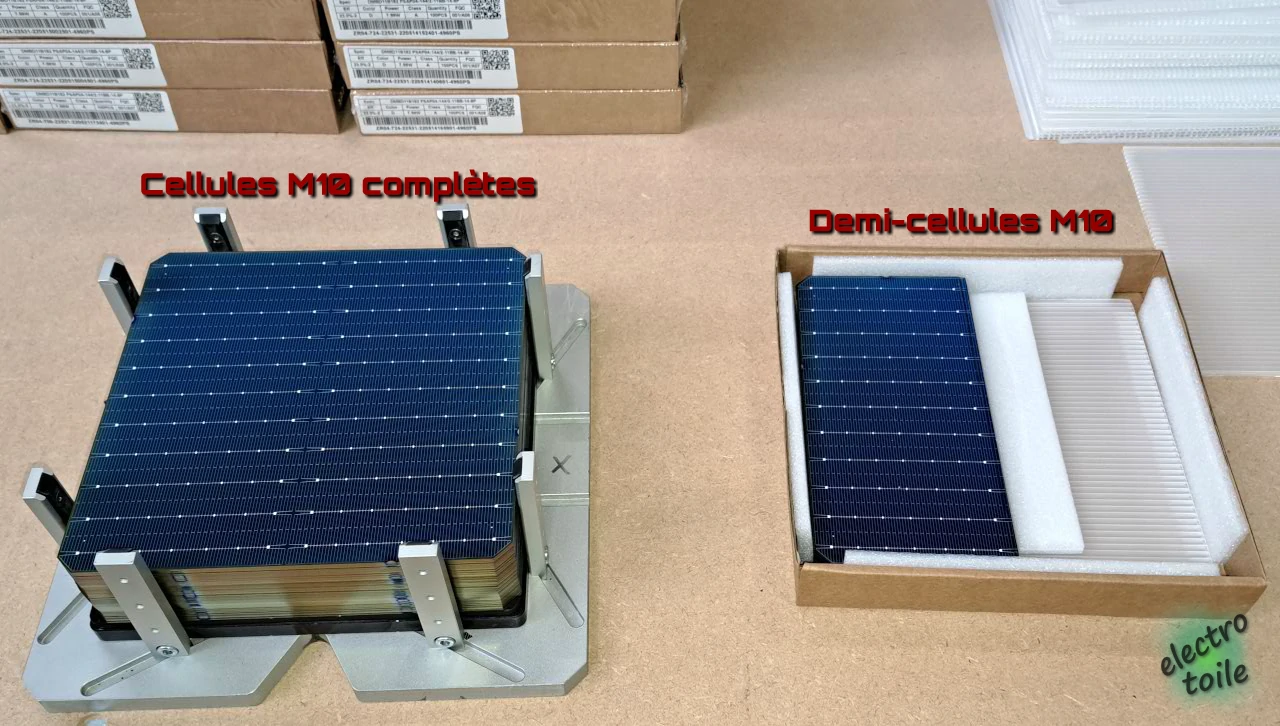 composition d'un panneau photovoltaïque avec les demi-cellules M10