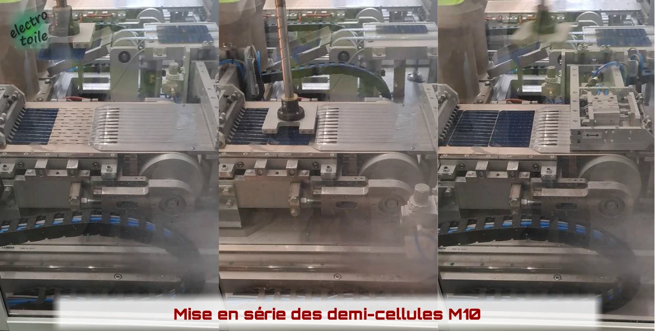 étape de fabrication d'un panneau photovoltaïque assemblage des demies cellules M10