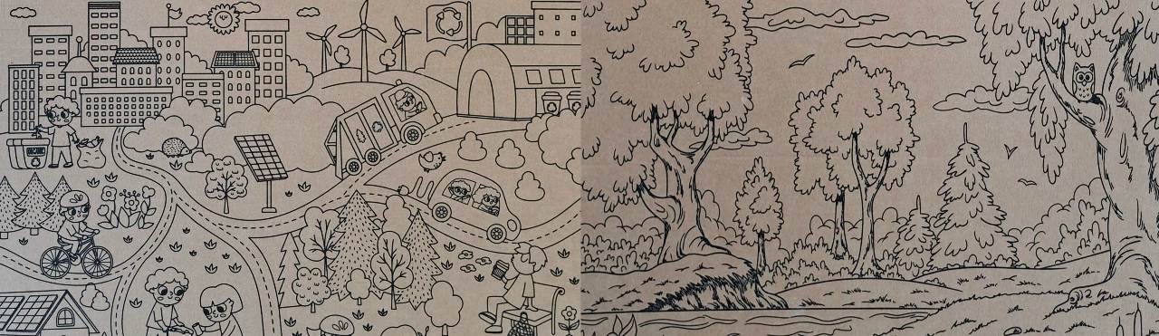le carton arrière de la station sunethic est imprimé avec des illustrations pour les enfants