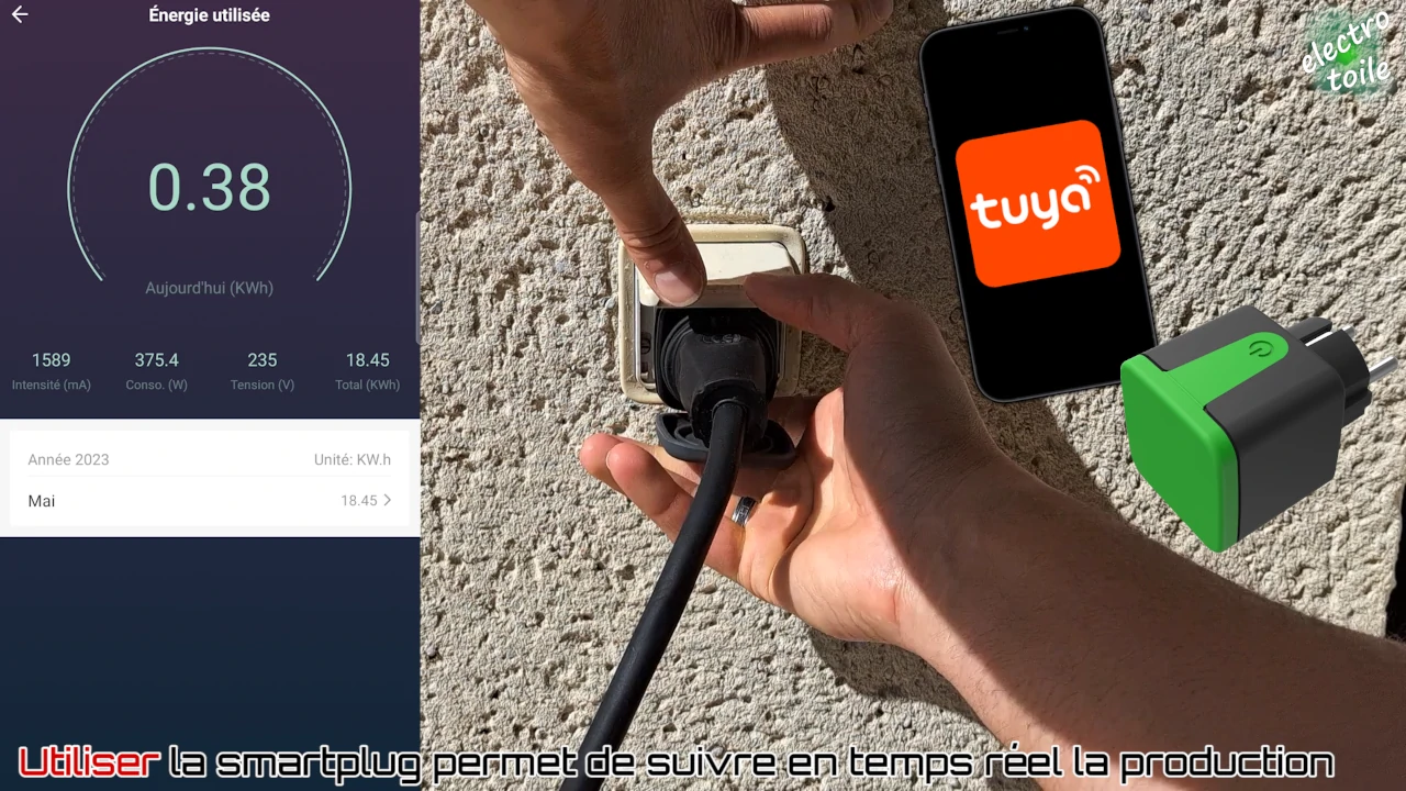 installation smartplug Tuya pour suivre la production électrique de la station solaire sunology
