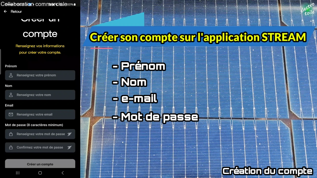 créer un compte sur l'application Sunology Stream pour la station solaire Play max