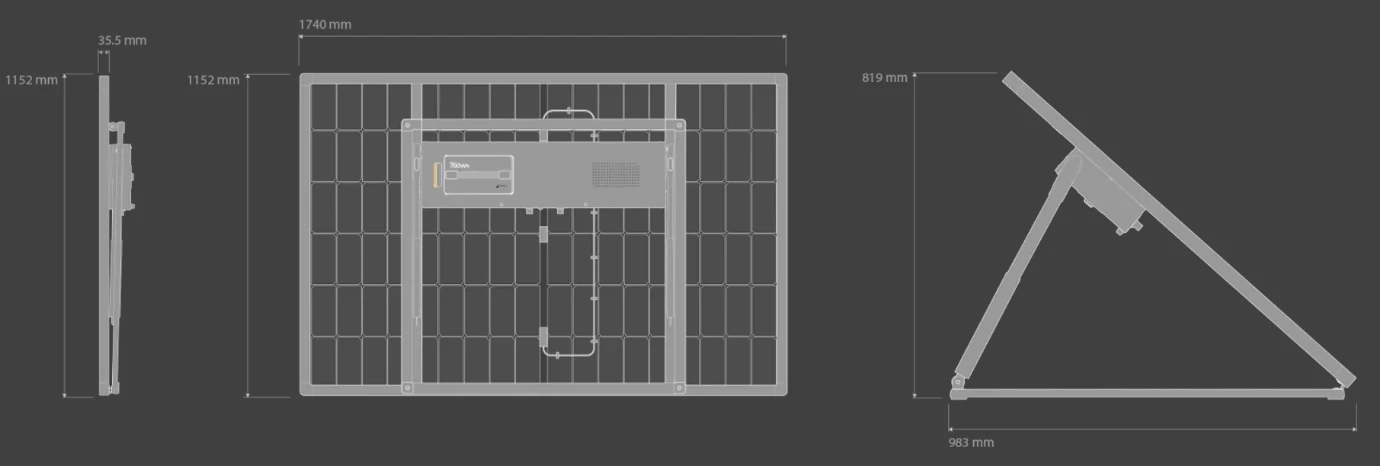 dimensions de la station solaire sunology PLAYMax