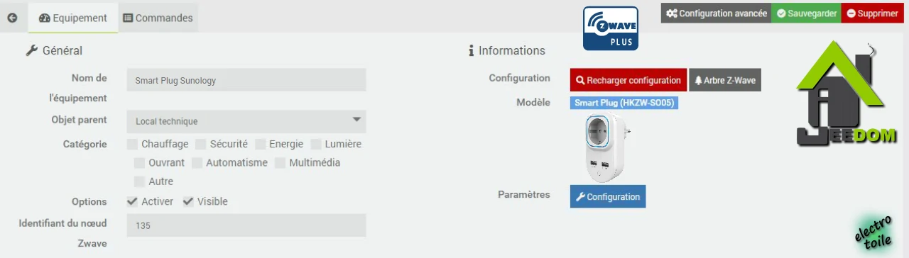 ajout de la prise connectée Hank en ZWave sous Jeedom