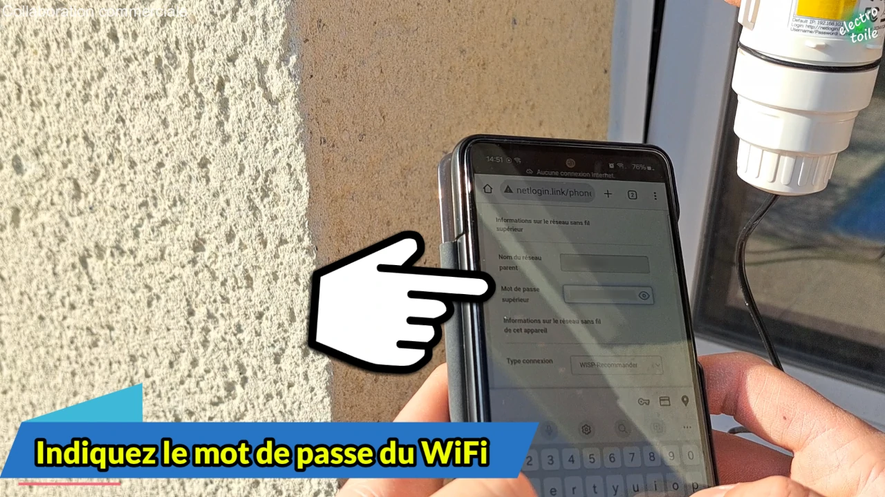 précisez le mot de passe du réseau Wifi local
